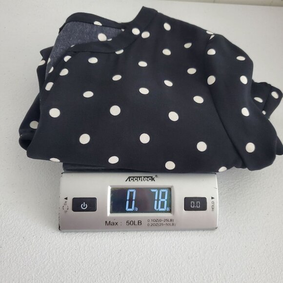 Talbots Womens Black And White Polka Dot Blouse Size M Slit Neck Classic Career - Picture 9 of 9